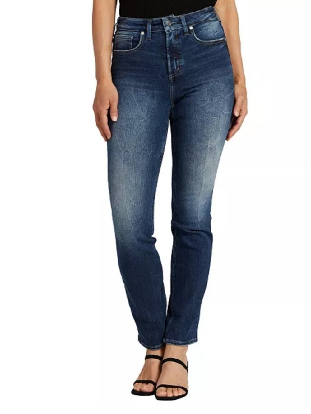 Silver Jeans Co Infinite Fit Mid Rise Straight Dark Wash Blue Jeans Size XS (24)
